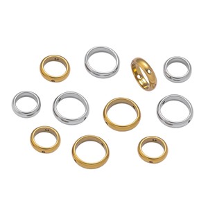 Stainless Steel Electroplated Wide Body Smooth Beaded Frame Connecting <b>Ring</b> For Bracelet Making DIY Jewelry Accessory Material - Product Image 5