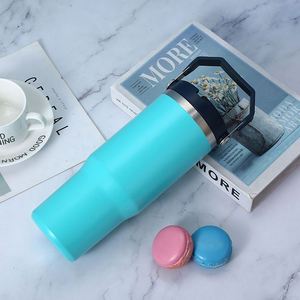 Gobelet isotherme à double paroi avec poignée latérale, tasse à vide en acier inoxydable de 20 oz pour voiture, bureau et extérieur - Product Image 3