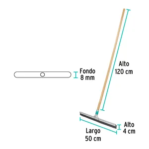 Padrone con il tergipavimento di 48 unità con la base del foglio di 50 cm, con il bastone di legno - Product Image 3
