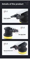 Lijadora Orbital Aleatoria Neumática de Paletas Rotativas de 3 Pulgadas (75mm) y 13000 RPM, Pulidora de Palma Neumática con Velocidad Variable y Velcro para Madera, Coche y Metal