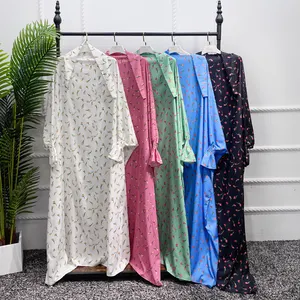 Islamic Clothing Abaya Dubai Kaftan Career Long Sleeves Floral Printing Summer Muslim Maxi Saree Dresses For Women