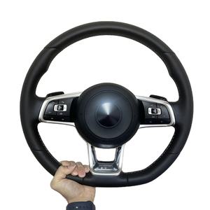 Volante Deportivo de Cuero Negro para <span class=keywords><strong>Volkswagen</strong></span> Golf 7, Golf 7.5 GTI MK7, Polo GTS, GTD, <span class=keywords><strong>GTE</strong></span>, R, <span class=keywords><strong>Passat</strong></span> CC, R-Line - Product Image 2