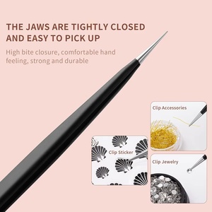 Pince à épiler double tête en plastique avec embout en silicone, robuste et durable, outil de coupe pour nail art, autocollants et rubans, pince à manucure - Product Image 5