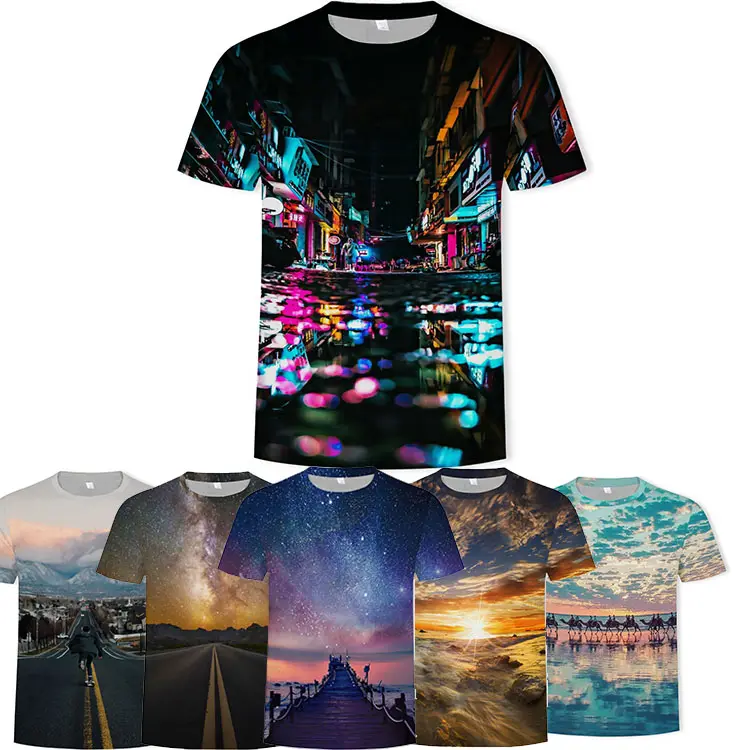 Clothing Manufacturers Custom Sublimated Street View T Shirt 3d 3d Printing T Shirt Xxl For Men