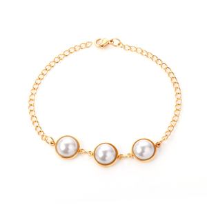 Pulsera de Perlas de Circonio y Cimofano, Chapada en Oro de 18K, de Acero Inoxidable para Mujer - Product Image 4