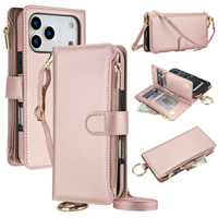 Portefeuille multifonctionnel classique en cuir PU avec chaîne, plusieurs emplacements pour cartes, sangle de poignet, sac à bandoulière pour téléphone