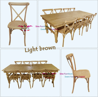 Table d'événement Eventfur Farmhouse avec pieds pliables - Mobilier d'hôtel en bois massif pour usage extérieur, tailles personnalisables et finition antique