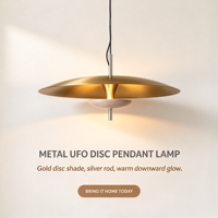 Suspension LED sculpturale en forme de disque doré, style nordique, en laiton brossé, avec douille E26, pour salle à manger, hôtel, îlot de cuisine