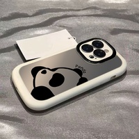 Coque de téléphone antichoc en silicone mat compatible avec 14 Pro/15 Pro Max/14 Plus/16 New Pro, protection de l'objectif, motif panda mignon