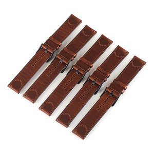 Bracelet de montre vintage en cuir et nylon, sangle en toile durable compatible avec les montres connectées 20 22 24 <span class=keywords><strong>mm</strong></span>, remplacement à dégagement rapide - Product Image 2