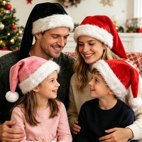 Gorros de Santa Claus de Peluche Multicolores con Pompón de Pelo, Gorro de Navidad para Adultos, Disfraz de Fiesta de Navidad, Decoración, Regalo
