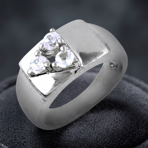 Anillo de Acero Inoxidable Art Palace con Circonitas Cúbicas, Anillo de Compromiso Geométrico Chapado en Plata 925, Estilo Clásico Unisex - Product Image 3