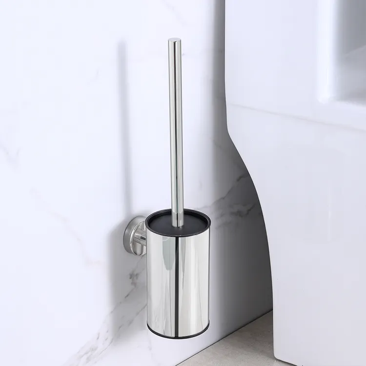 Sanitärkeramik Toilettenbürstenreiniger Edelstahl-Metall-Toilettenbürste wandmontiert langlebige vertikale Hotel-Toilettenbürste