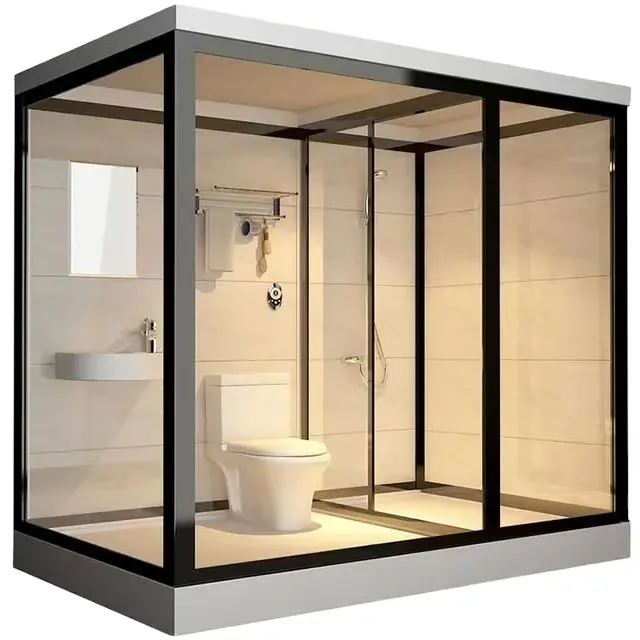 ポッド一体型シャワールーム一体型バスルームオールインワンプレハブバスルームトイレと洗面台付き