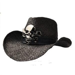 Unisex Keith <span class=keywords><strong>Peter</strong></span> <span class=keywords><strong>Grimm</strong></span> Osborn crossbones rơm mũ cao bồi màu đen Một kích thước phù hợp với trẻ em và người lớn cho các bên Halloween sự kiện - Product Image 1