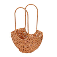 Panier à fleurs tressé artisanal en imitation rotin, style pastoral, avec poignée, pour cueillette de litchis, panier cadeau souvenir
