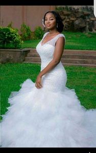 Robe de mariée sirène de luxe AL1392 2022 en organza, grande taille, avec cristaux, longueur au sol, personnalisable - Product Image 3