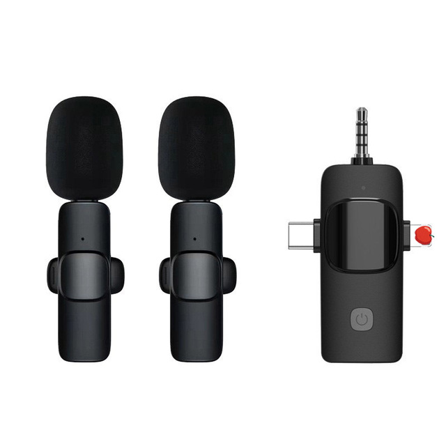 Noise Reduction 3-in-1 K15 Mini Wireless Lavalier Microphone for iPhone & Android & iPad & Camera