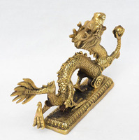 Cadeaux et artisanat, décoration intérieure, statue en laiton Feng Shui, figurine de dragon chinois antique, électro-plaquée