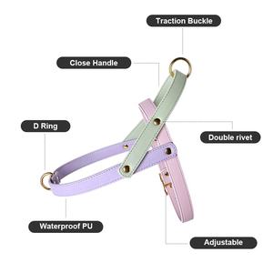 Arnés para perro de cuero Natural ajustable de lujo sin tirones, correa de diseñador, ligero, colorido, venta al por mayor, arnés para perro de cuero vegano - Product Image 3