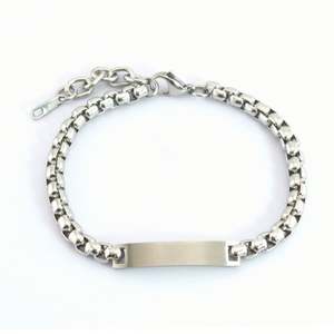 Bracelet d'identification en or pour homme, personnalisable, en acier inoxydable, avec plaque nominative gravée, bijou minimaliste, chaîne de poignet classique - Product Image 6