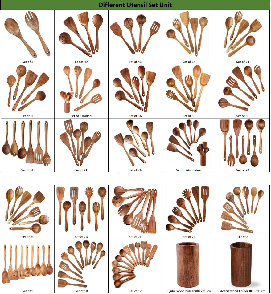 Hot Selling Natural Teak Wood Kitchen Cooking Utensils Set with Spatula Dishwasher Safe for Kitchen Use · image 5