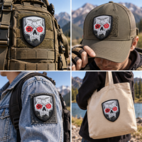 Patch PVC 3D personnalisé écologique en relief, motif crâne de drone, non toxique, en caoutchouc souple, avec logo camouflage pour vestes et vêtements