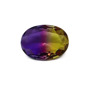 Bicolor Yellow Blue Tourmaline Glass gemstone Oval Cut For Sale