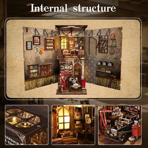 ชุดตกแต่งบ้านจิ๋วไม้ DIY แบบ 3 มิติ พร้อมชั้นวางหนังสือ ของตกแต่งบ้าน ชุดตัวต่อไม้เมืองจิ๋ว พร้อมฝาครอบกันฝุ่น เหมาะสำหรับเป็นของขวัญ - Product Image 3