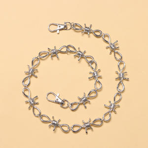 Cadena de cintura de espinas estilo Hip Hop occidental, de plata tibetana, de una sola vuelta, para uso diario, cadena corporal de moda - Product Image 4