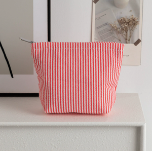 Bolsa <span class=keywords><strong>de</strong></span> <span class=keywords><strong>Maquillaje</strong></span> <span class=keywords><strong>de</strong></span> Lona a Rayas Pequeña al por Mayor, Estuche Portátil con Cierre para Viaje, Impresión Personalizada, Regalo Promocional - Product Image 3