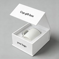 Boîte à tasses blanche mate personnalisée, boîte cadeau à couvercle rabattable pour tasses à café en céramique, boîtes d'emballage personnalisées avec fermeture magnétique