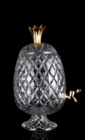 Distributeur de boissons en verre Offre Spéciale pour la fête d'hôtel Distributeur de jus transparent gravé avec pichet à infusion de fruits en métal