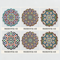 Sous-verre en céramique marocaine gaufrée, motif géométrique doré, antidérapant, absorbant, pour la décoration de table et de cuisine