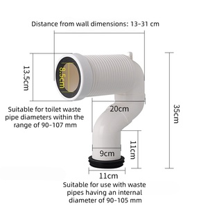 Tuyau de vidange de <span class=keywords><strong>toilette</strong></span> universel de marque moderne, à poser au sol, à drainage mural, en PVC/PP, avec garantie de 3 ans, installation facile - Product Image 2