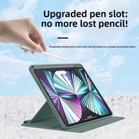 Nouvelle coque de protection rotative en cuir et acrylique pour iPad 10 Air 5/4 10,9 Pro 11 pouces avec emplacement pour stylet et support rotatif multifonctionnel
