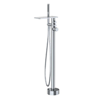 Robinet de baignoire à poignée unique en or brossé de luxe, robinets de douche en laiton massif, montage au sol, type de sortie en ligne, jet de massage