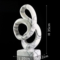 Sculpture abstraite en marbre naturel minimaliste moderne avec logo personnalisé STONEKOCC, sculpture en boucle sculptée à la main, ornement de table, décoration