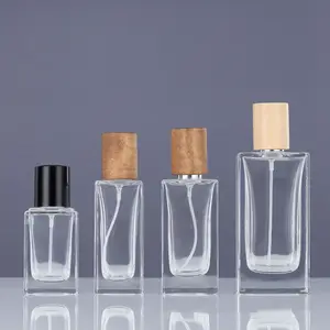 Nachfüllbare transparente Vintage 50ml Parfüm glasflasche mit Zerstäuber herstellern
