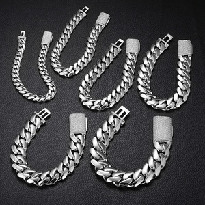 High Quality Gold Plated Moissanite Minimalist 10mm 12mm 14mm 925 Sterling <b>Silver</b> Hip Hop <b>Cuban</b> <b>Link</b> Party Bracelet - Product Image 2