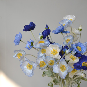 All'ingrosso di lusso imitazione fiore di papavero e papavero che si floccano rose artificiali di alta qualità decorazione di fotografia di laurea di nozze - Product Image 3