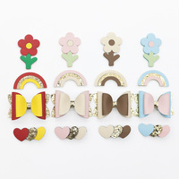 Ensemble cadeau de Noël d'accessoires pour cheveux personnalisés : Pince à cheveux, Fleur, Nœud arc-en-ciel, Accessoire de tête en cuir, Pince à cheveux mignonne en forme de nœud, Vente en gros