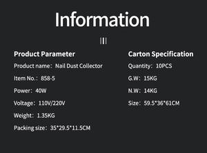 مستخرج الأظافر شفط أظافر مكنسة كهربائية قوية مع 3 مراوح و 2 حقيبة للصالونات الاحترافية - Product Image 3