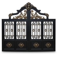 Portail battant automatique en aluminium, thermolaqué, durable, style européen, pour entrée de villa et cour