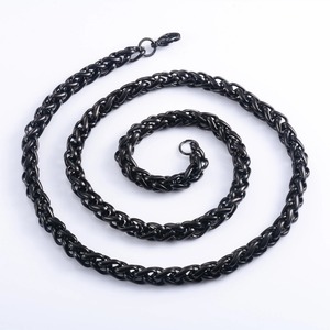Collana Lunga in Acciaio Inossidabile con Catena a Grano per Uomo e Donna, Girocollo Placcato Nero, Accessori per Gioielli Fai-da-Te - Product Image 6