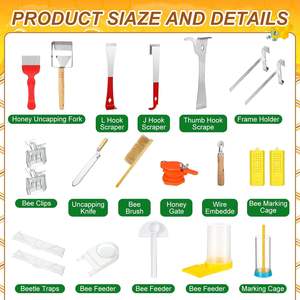 Nouveau kit <span class=keywords><strong>d</strong></span>'apiculture de la marque Pomelo, outils en acier et en bambou, fumoir à abeilles, gants, ouvre-cage à <span class=keywords><strong>reine</strong></span>, vêtements anti-abeilles - Product Image 4