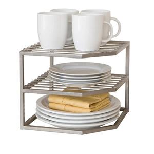 <span class=keywords><strong>Angle</strong></span> plat Conception Anti-crevaison 2-tier Coin Étagère Comptoir Et Armoire Organisateur - Product Image 1