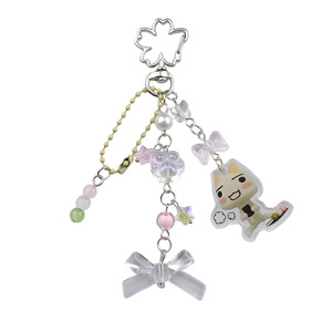 Collier de perles Chat Blanc Cartoon <span class=keywords><strong>Hatchi</strong></span> Wali, style Soft-girl rose, cœur-fleur, alliage, style pastoral, porte-clés en acrylique - Product Image 5