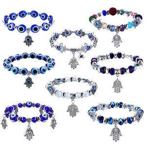 Pulsera de cristal de Ojos de demonio, pulsera colgante de Palma, pulsera de pareja con cuentas de ojos esmaltados - Product Image 1