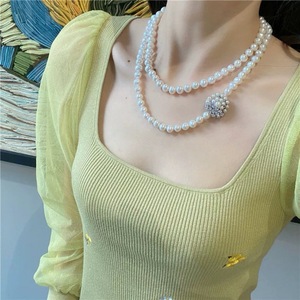 Collar de Perlas Naturales de 4-5mm, Doble Capa, Estilo Moderno, con Caja de Regalo - Product Image 1